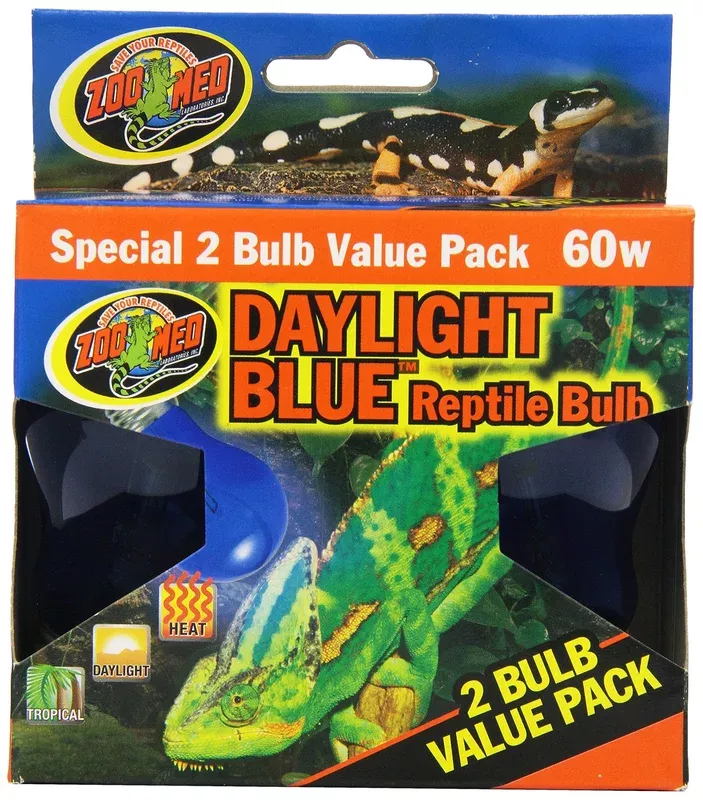 Zoo Med Laboratories Daylight Blue™ 60 Watt Reptile Bulb Blue Color – 2 Pack