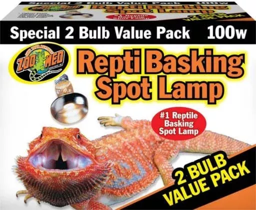 Zoo Med Laboratories Repti Basking Spot 100 Watt Lamp for Diurnal Reptiles – 2 Count