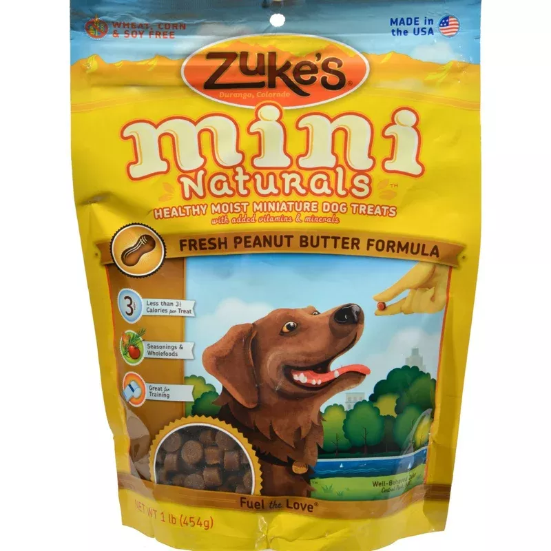 Zuke’s Mini Naturals Peanut Butter Soft and Chewy Dog Treats – 1 lb Bag